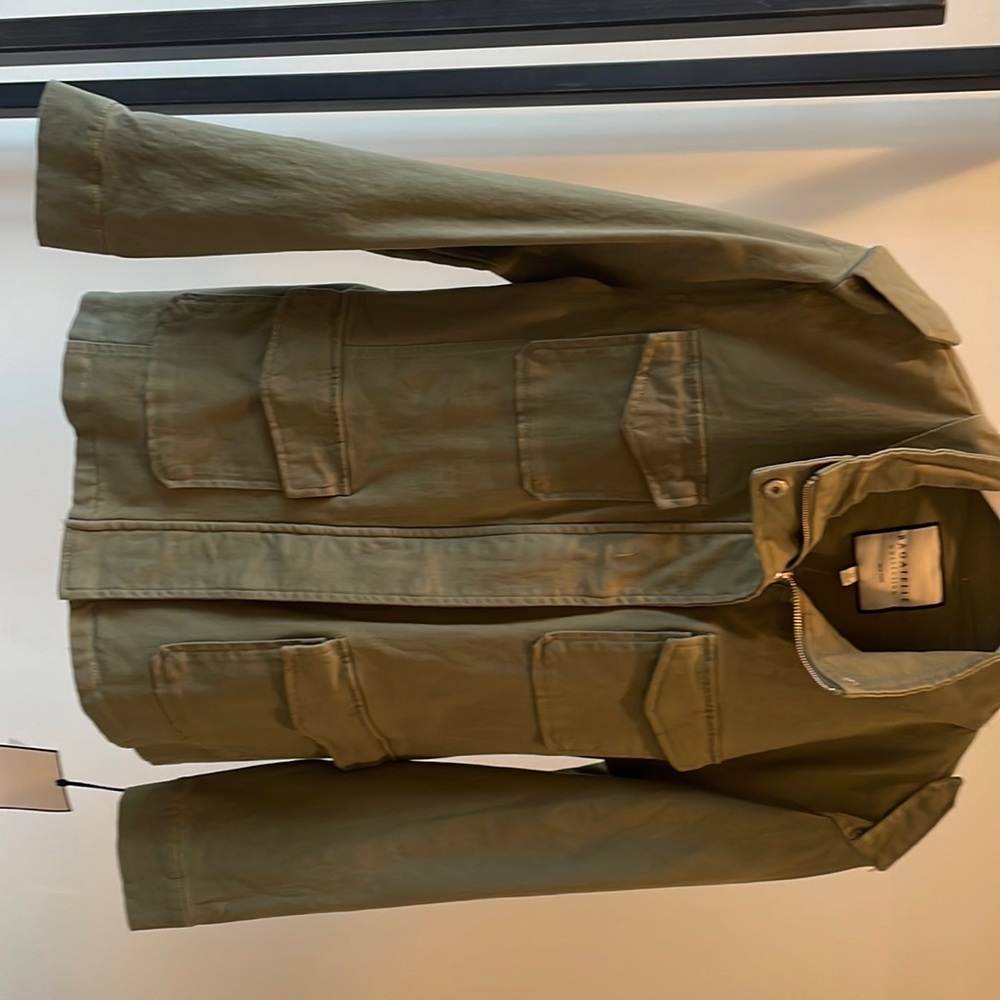 97% cotton 3% spandex sleek jacket army green new with tags